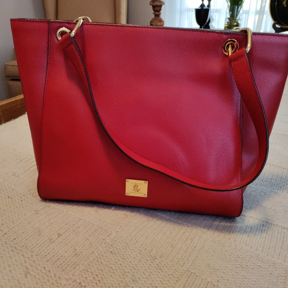 Ralph Lauren, red pebble-leather, tote